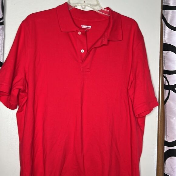 Lands’ End traditional fit, red polo, shirt, size large - Picture 3 of 8